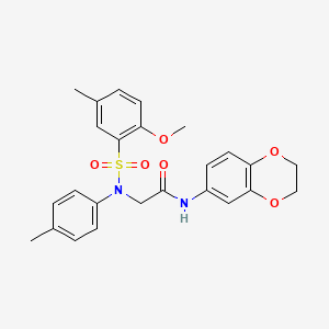 molecular formula C25H26N2O6S B4841191 N~1~-(2,3-dihydro-1,4-benzodioxin-6-yl)-N~2~-[(2-methoxy-5-methylphenyl)sulfonyl]-N~2~-(4-methylphenyl)glycinamide 