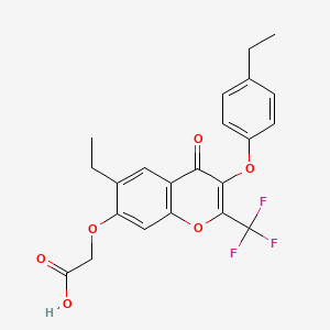 {[6-ethyl-3-(4-ethylphenoxy)-4-oxo-2-(trifluoromethyl)-4H-chromen-7-yl]oxy}acetic acid