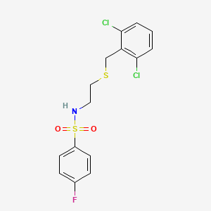 molecular formula C15H14Cl2FNO2S2 B4841226 N-{2-[(2,6-dichlorobenzyl)thio]ethyl}-4-fluorobenzenesulfonamide 
