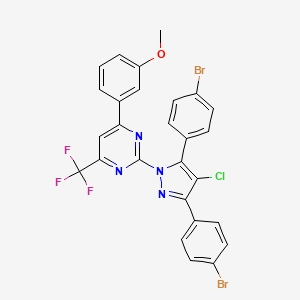 molecular formula C27H16Br2ClF3N4O B4841352 2-[3,5-bis(4-bromophenyl)-4-chloro-1H-pyrazol-1-yl]-4-(3-methoxyphenyl)-6-(trifluoromethyl)pyrimidine 