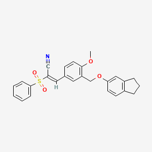 molecular formula C26H23NO4S B4841357 3-{3-[(2,3-dihydro-1H-inden-5-yloxy)methyl]-4-methoxyphenyl}-2-(phenylsulfonyl)acrylonitrile 