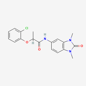 molecular formula C18H18ClN3O3 B4841407 2-(2-chlorophenoxy)-N-(1,3-dimethyl-2-oxo-2,3-dihydro-1H-benzimidazol-5-yl)propanamide 