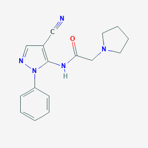 molecular formula C16H17N5O B484141 N-(4-cyano-1-phenyl-1H-pyrazol-5-yl)-2-(1-pyrrolidinyl)acetamide CAS No. 957492-44-3