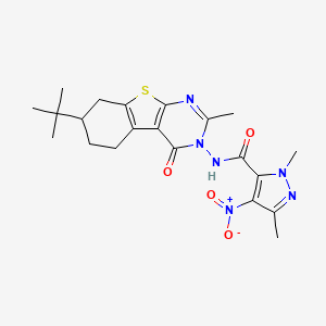 molecular formula C21H26N6O4S B4841424 N-(7-tert-butyl-2-methyl-4-oxo-5,6,7,8-tetrahydro[1]benzothieno[2,3-d]pyrimidin-3(4H)-yl)-1,3-dimethyl-4-nitro-1H-pyrazole-5-carboxamide 