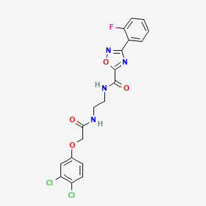 molecular formula C19H15Cl2FN4O4 B4841433 N-(2-{[(3,4-dichlorophenoxy)acetyl]amino}ethyl)-3-(2-fluorophenyl)-1,2,4-oxadiazole-5-carboxamide 