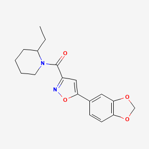 molecular formula C18H20N2O4 B4841465 1-{[5-(1,3-benzodioxol-5-yl)-3-isoxazolyl]carbonyl}-2-ethylpiperidine 