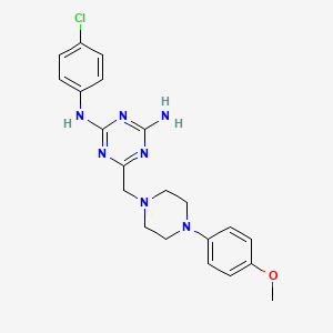molecular formula C21H24ClN7O B4841481 N-(4-chlorophenyl)-6-{[4-(4-methoxyphenyl)-1-piperazinyl]methyl}-1,3,5-triazine-2,4-diamine 