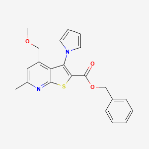 molecular formula C22H20N2O3S B4841490 benzyl 4-(methoxymethyl)-6-methyl-3-(1H-pyrrol-1-yl)thieno[2,3-b]pyridine-2-carboxylate 