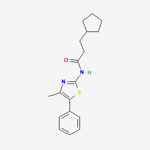 molecular formula C18H22N2OS B4841496 3-cyclopentyl-N-(4-methyl-5-phenyl-1,3-thiazol-2-yl)propanamide 