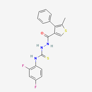 molecular formula C19H15F2N3OS2 B4841505 N-(2,4-difluorophenyl)-2-[(5-methyl-4-phenyl-3-thienyl)carbonyl]hydrazinecarbothioamide 