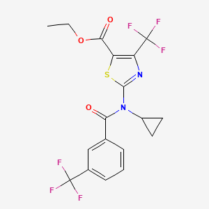 molecular formula C18H14F6N2O3S B4841525 ethyl 2-{cyclopropyl[3-(trifluoromethyl)benzoyl]amino}-4-(trifluoromethyl)-1,3-thiazole-5-carboxylate 
