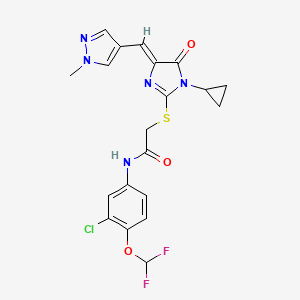 molecular formula C20H18ClF2N5O3S B4841527 N-[3-chloro-4-(difluoromethoxy)phenyl]-2-({1-cyclopropyl-4-[(1-methyl-1H-pyrazol-4-yl)methylene]-5-oxo-4,5-dihydro-1H-imidazol-2-yl}thio)acetamide 