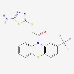5-({2-oxo-2-[2-(trifluoromethyl)-10H-phenothiazin-10-yl]ethyl}thio)-1,3,4-thiadiazol-2-amine