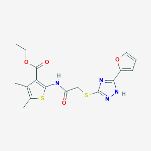 molecular formula C17H18N4O4S2 B4841618 ethyl 2-[({[5-(2-furyl)-4H-1,2,4-triazol-3-yl]thio}acetyl)amino]-4,5-dimethyl-3-thiophenecarboxylate 