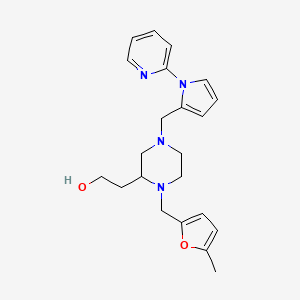 molecular formula C22H28N4O2 B4841659 2-(1-[(5-methyl-2-furyl)methyl]-4-{[1-(2-pyridinyl)-1H-pyrrol-2-yl]methyl}-2-piperazinyl)ethanol 