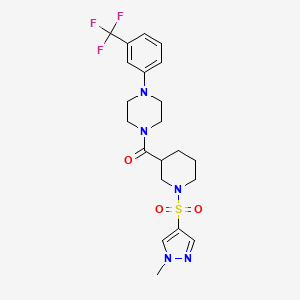 molecular formula C21H26F3N5O3S B4841676 1-({1-[(1-methyl-1H-pyrazol-4-yl)sulfonyl]-3-piperidinyl}carbonyl)-4-[3-(trifluoromethyl)phenyl]piperazine 