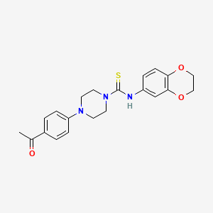 molecular formula C21H23N3O3S B4841737 4-(4-acetylphenyl)-N-(2,3-dihydro-1,4-benzodioxin-6-yl)-1-piperazinecarbothioamide 