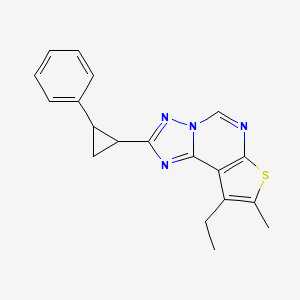 molecular formula C19H18N4S B4841745 9-ethyl-8-methyl-2-(2-phenylcyclopropyl)thieno[3,2-e][1,2,4]triazolo[1,5-c]pyrimidine 
