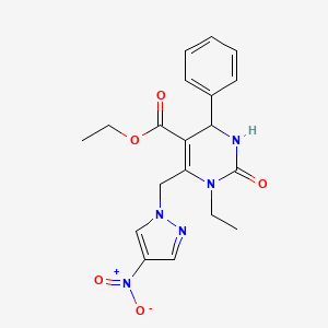 molecular formula C19H21N5O5 B4841775 ethyl 1-ethyl-6-[(4-nitro-1H-pyrazol-1-yl)methyl]-2-oxo-4-phenyl-1,2,3,4-tetrahydro-5-pyrimidinecarboxylate 