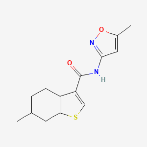 molecular formula C14H16N2O2S B4841789 6-methyl-N-(5-methyl-3-isoxazolyl)-4,5,6,7-tetrahydro-1-benzothiophene-3-carboxamide 