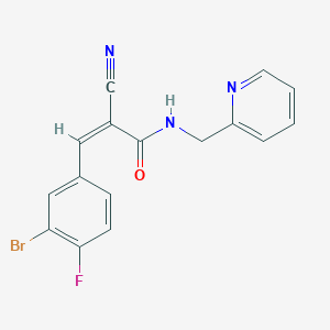 molecular formula C16H11BrFN3O B4841819 3-(3-bromo-4-fluorophenyl)-2-cyano-N-(2-pyridinylmethyl)acrylamide 
