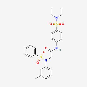 molecular formula C25H29N3O5S2 B4841866 N~1~-{4-[(diethylamino)sulfonyl]phenyl}-N~2~-(3-methylphenyl)-N~2~-(phenylsulfonyl)glycinamide 