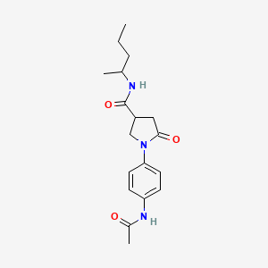 molecular formula C18H25N3O3 B4841879 1-[4-(acetylamino)phenyl]-N-(1-methylbutyl)-5-oxo-3-pyrrolidinecarboxamide 