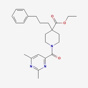 molecular formula C24H31N3O3 B4841901 ethyl 1-[(2,6-dimethyl-4-pyrimidinyl)carbonyl]-4-(3-phenylpropyl)-4-piperidinecarboxylate 