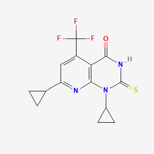 molecular formula C14H12F3N3OS B4841969 1,7-dicyclopropyl-2-mercapto-5-(trifluoromethyl)pyrido[2,3-d]pyrimidin-4(1H)-one 