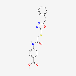 molecular formula C19H17N3O4S B4841974 methyl 4-({[(5-benzyl-1,3,4-oxadiazol-2-yl)thio]acetyl}amino)benzoate 