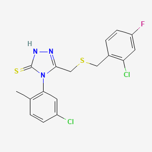 molecular formula C17H14Cl2FN3S2 B4841992 5-{[(2-chloro-4-fluorobenzyl)thio]methyl}-4-(5-chloro-2-methylphenyl)-4H-1,2,4-triazole-3-thiol 