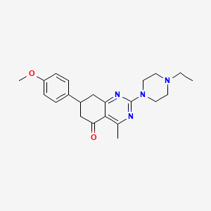 molecular formula C22H28N4O2 B4841995 2-(4-ethyl-1-piperazinyl)-7-(4-methoxyphenyl)-4-methyl-7,8-dihydro-5(6H)-quinazolinone 