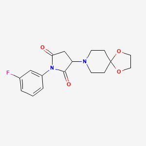 molecular formula C17H19FN2O4 B4842015 3-(1,4-dioxa-8-azaspiro[4.5]dec-8-yl)-1-(3-fluorophenyl)-2,5-pyrrolidinedione 