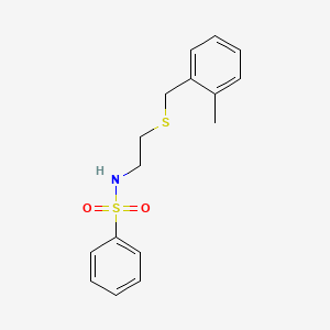 molecular formula C16H19NO2S2 B4842030 N-{2-[(2-methylbenzyl)thio]ethyl}benzenesulfonamide 