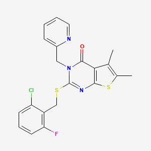 molecular formula C21H17ClFN3OS2 B4842046 2-[(2-chloro-6-fluorobenzyl)thio]-5,6-dimethyl-3-(2-pyridinylmethyl)thieno[2,3-d]pyrimidin-4(3H)-one 