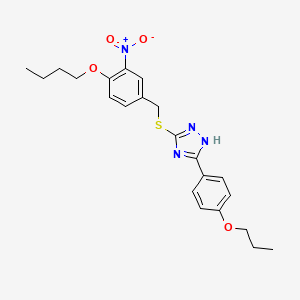 molecular formula C22H26N4O4S B4842078 3-[(4-butoxy-3-nitrobenzyl)thio]-5-(4-propoxyphenyl)-4H-1,2,4-triazole 