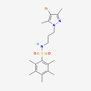 molecular formula C19H28BrN3O2S B4842112 N-[3-(4-bromo-3,5-dimethyl-1H-pyrazol-1-yl)propyl]-2,3,4,5,6-pentamethylbenzenesulfonamide 