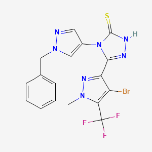 molecular formula C17H13BrF3N7S B4842122 4-(1-benzyl-1H-pyrazol-4-yl)-5-[4-bromo-1-methyl-5-(trifluoromethyl)-1H-pyrazol-3-yl]-4H-1,2,4-triazole-3-thiol 