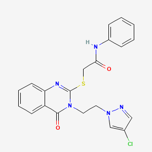 molecular formula C21H18ClN5O2S B4842134 2-({3-[2-(4-chloro-1H-pyrazol-1-yl)ethyl]-4-oxo-3,4-dihydro-2-quinazolinyl}thio)-N-phenylacetamide 