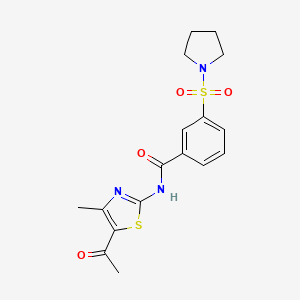molecular formula C17H19N3O4S2 B4842159 N-(5-acetyl-4-methyl-1,3-thiazol-2-yl)-3-(1-pyrrolidinylsulfonyl)benzamide 
