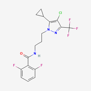 molecular formula C17H15ClF5N3O B4842168 N-{3-[4-chloro-5-cyclopropyl-3-(trifluoromethyl)-1H-pyrazol-1-yl]propyl}-2,6-difluorobenzamide 