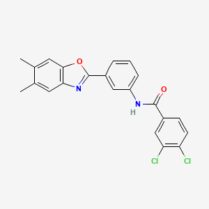 molecular formula C22H16Cl2N2O2 B4842216 3,4-dichloro-N-[3-(5,6-dimethyl-1,3-benzoxazol-2-yl)phenyl]benzamide 