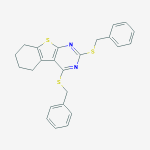 molecular formula C24H22N2S3 B484224 2,4-Bis(benzylsulfanyl)-5,6,7,8-tetrahydro[1]benzothieno[2,3-d]pyrimidine CAS No. 316361-90-7