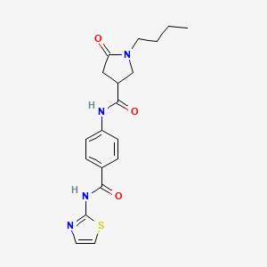 molecular formula C19H22N4O3S B4842335 1-butyl-5-oxo-N-{4-[(1,3-thiazol-2-ylamino)carbonyl]phenyl}-3-pyrrolidinecarboxamide 
