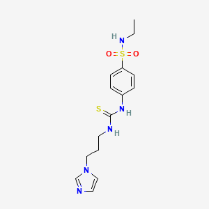 molecular formula C15H21N5O2S2 B4842365 N-ethyl-4-[({[3-(1H-imidazol-1-yl)propyl]amino}carbonothioyl)amino]benzenesulfonamide 