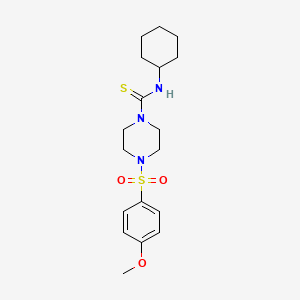 molecular formula C18H27N3O3S2 B4842385 N-cyclohexyl-4-[(4-methoxyphenyl)sulfonyl]-1-piperazinecarbothioamide 