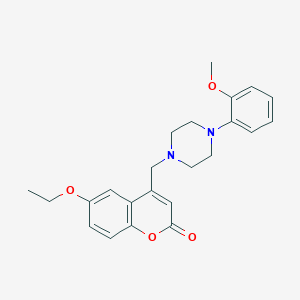 molecular formula C23H26N2O4 B4842415 6-ethoxy-4-{[4-(2-methoxyphenyl)-1-piperazinyl]methyl}-2H-chromen-2-one 