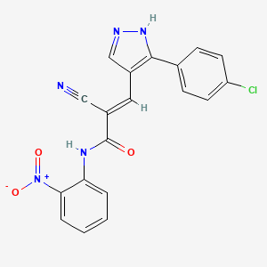 molecular formula C19H12ClN5O3 B4842447 3-[3-(4-chlorophenyl)-1H-pyrazol-4-yl]-2-cyano-N-(2-nitrophenyl)acrylamide 