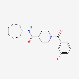 molecular formula C20H27FN2O2 B4842484 N-cycloheptyl-1-(3-fluorobenzoyl)-4-piperidinecarboxamide 