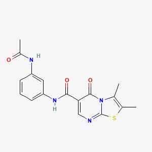 molecular formula C17H16N4O3S B4842494 N-[3-(acetylamino)phenyl]-2,3-dimethyl-5-oxo-5H-[1,3]thiazolo[3,2-a]pyrimidine-6-carboxamide 